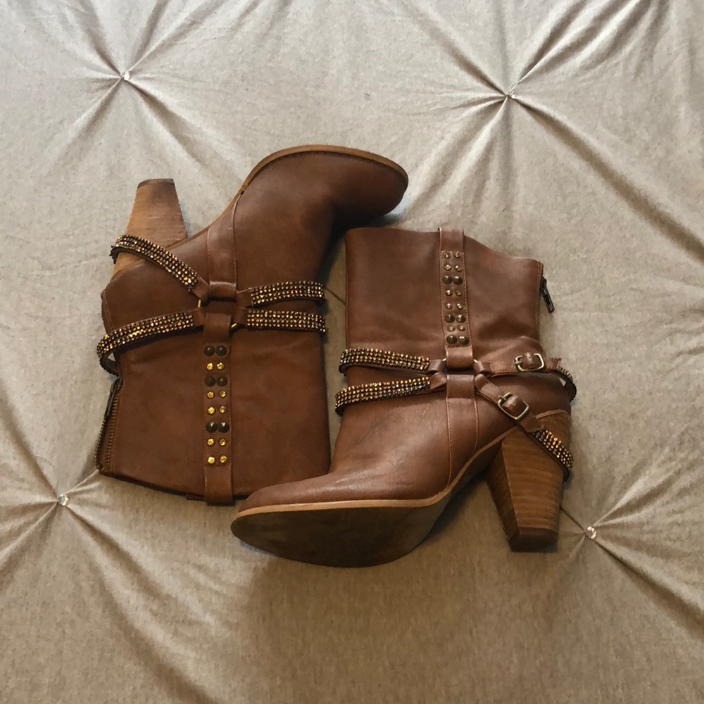 Studded heel booties